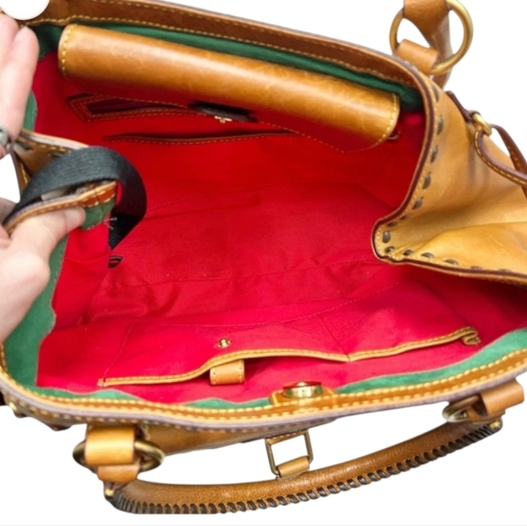 Dooney and Bourke Brown and Red Leather Women's Bag - Picture 8 of 17